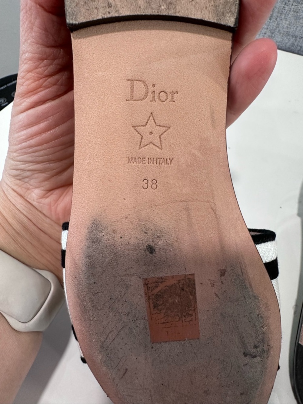 Authentic Miss Dior  DWay Slide Sandals in Navy & white. Size 38 - Picture 7 of 8